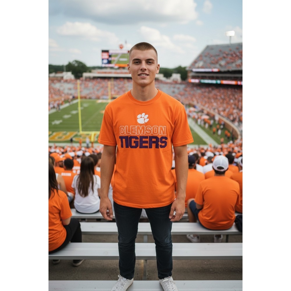 Champion Clemson Tigers Orange T Shirt College Graphic Tee Mens Adult Medium